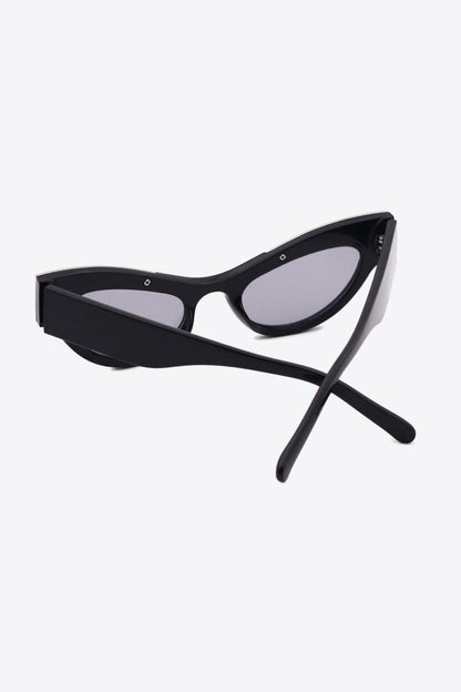 UV400 Rhinestone Trim Cat-Eye Sunglasses.