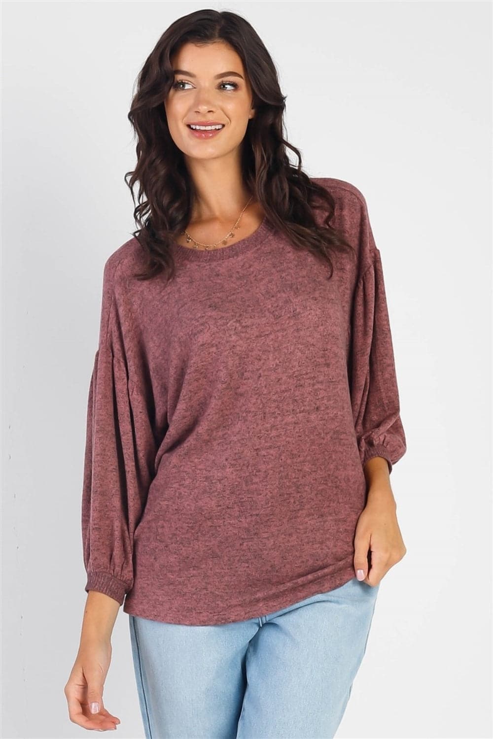 Cherish Apparel Drop Shoulder Puff Sleeve Top.