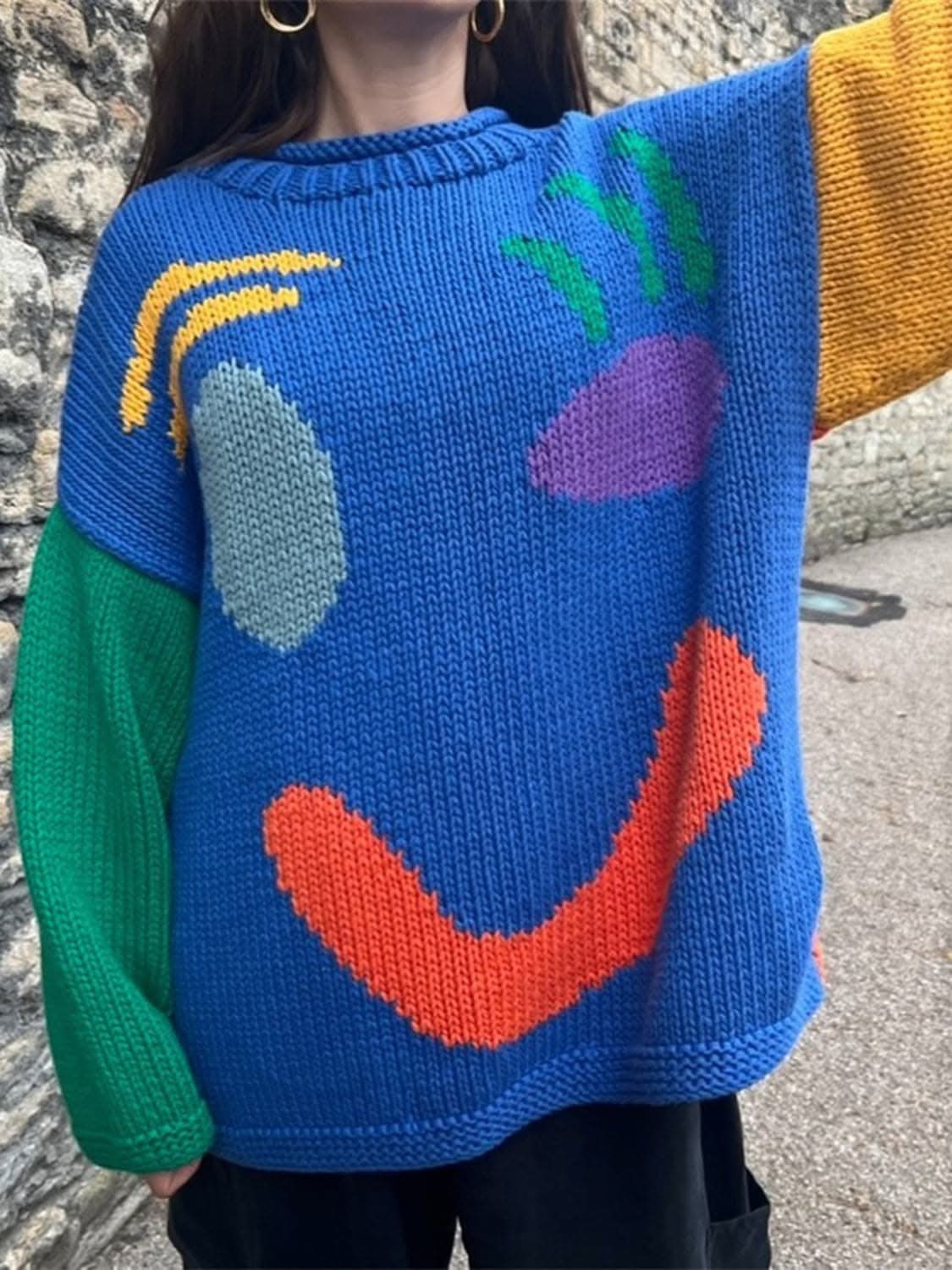 Cozy colorblock pullover, 100% polyester - Love Salve 