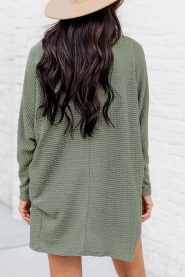 Waffle-Knit Open Front Long Sleeve Cover Up.