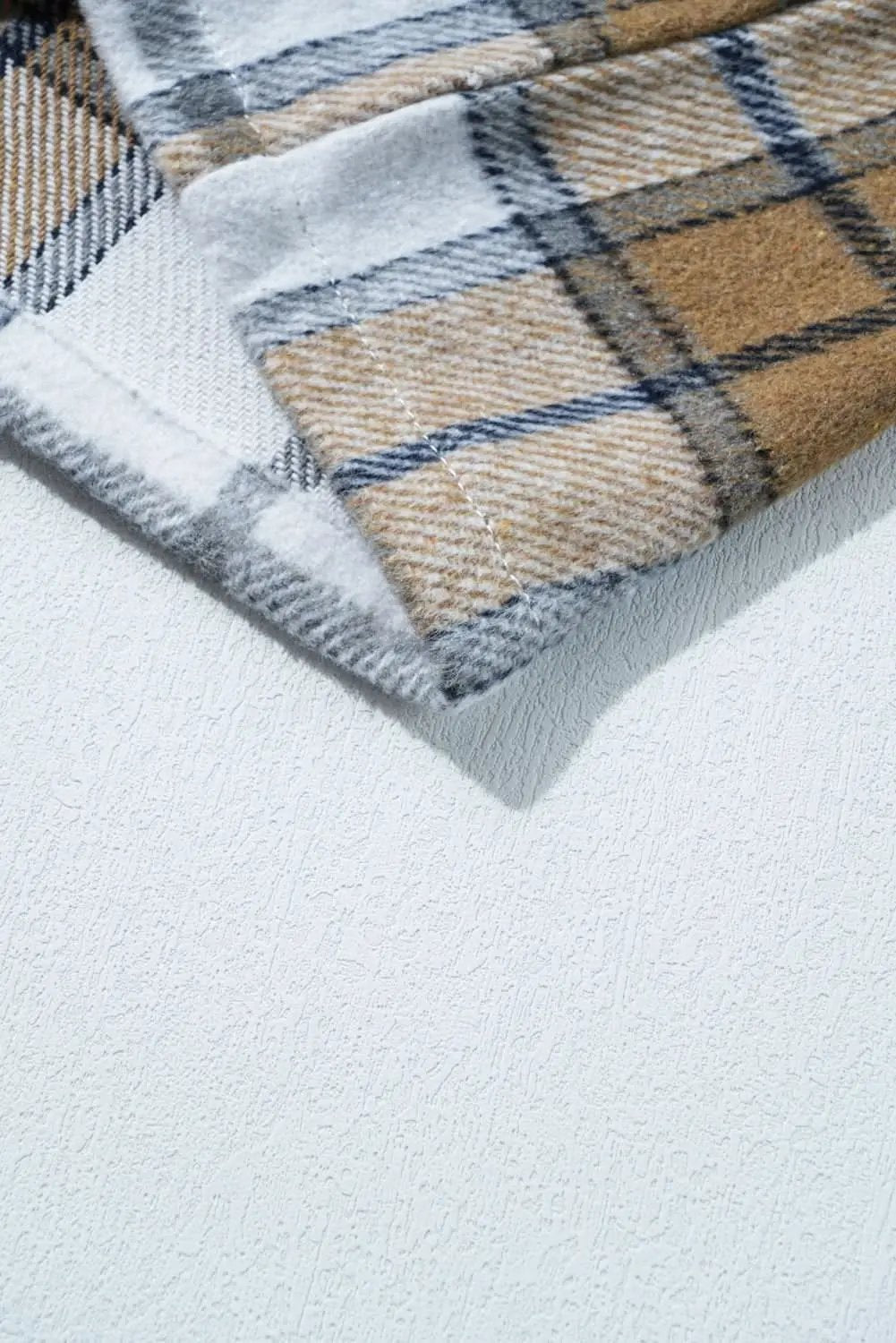 Khaki Plaid Patchwork Buttoned Oversized Denim Jacket - Love Salve 