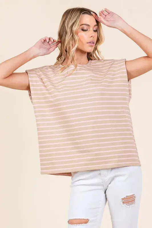 Lime 'N' Chili Striped Muscle Sleeve Top - Love Salve 