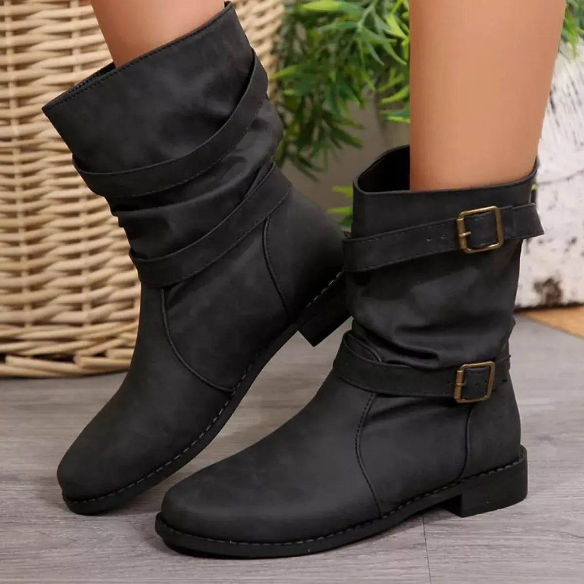 Buckled Low Heel Boots Simply Love