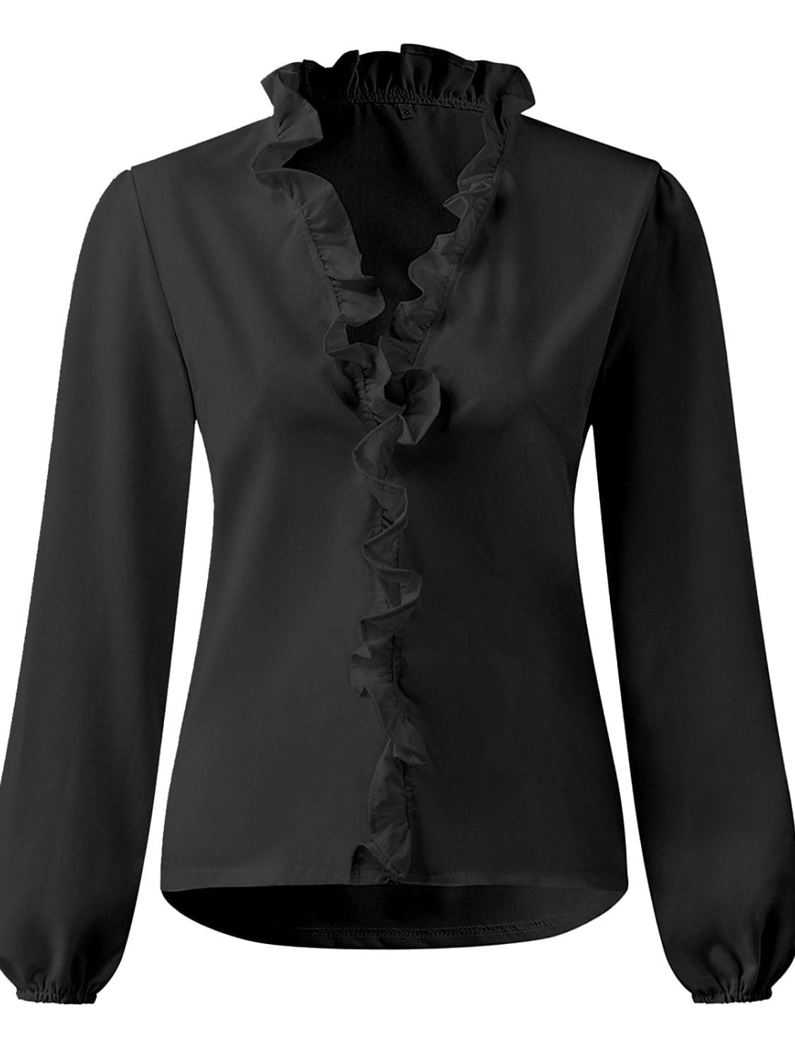 Chic ruffled v-neck blouse with long sleeves