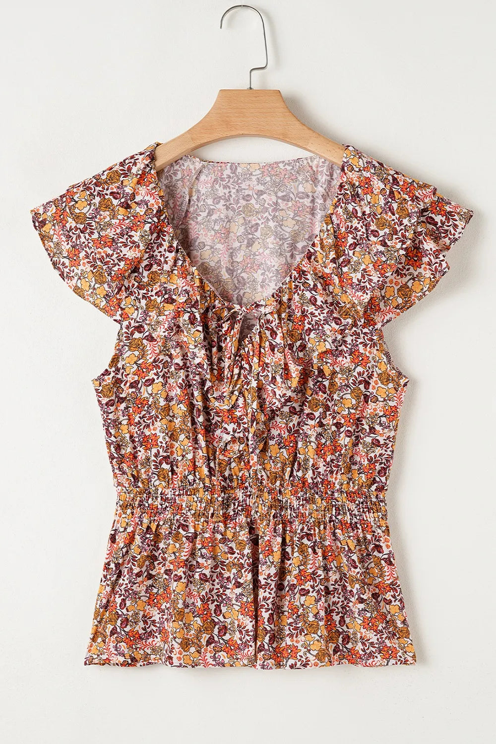 Simply Love: Floral Knot Blouse, Ruffled Sleeves
