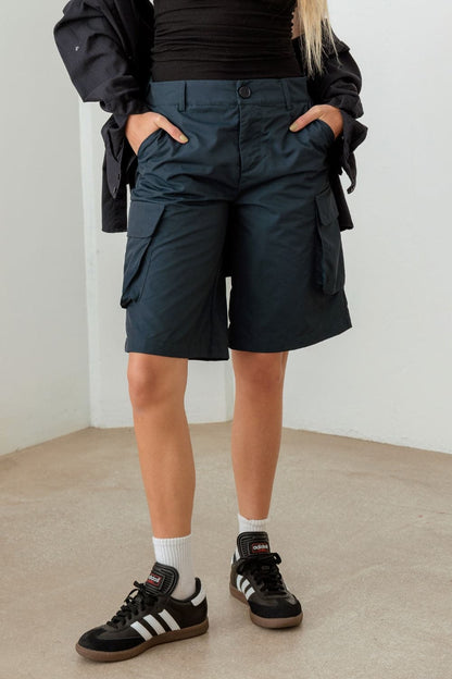 Le Lis Navy Cargo Bermuda Shorts.