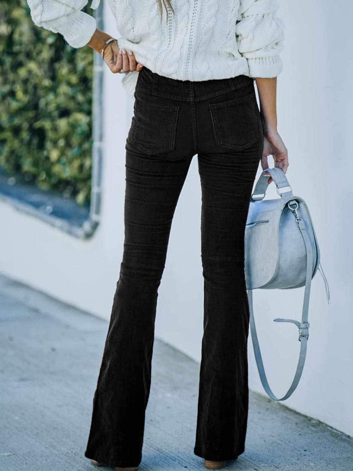 High rise bootcut trousers, polyester - Love Salve 