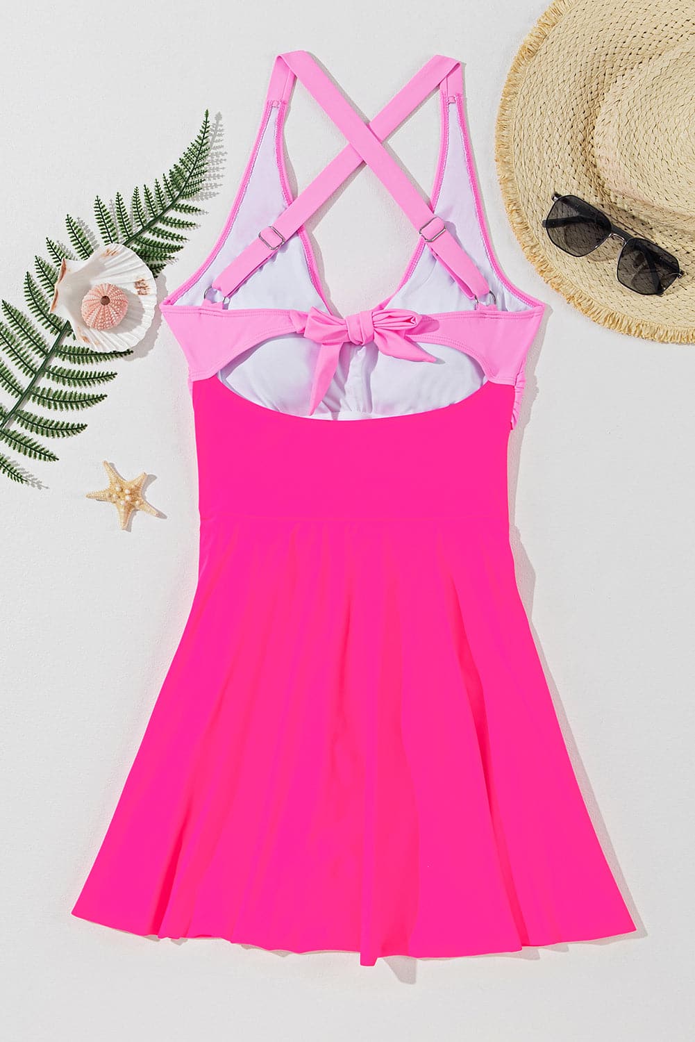 Crisscross V-Neck One-Piece Swimwear.