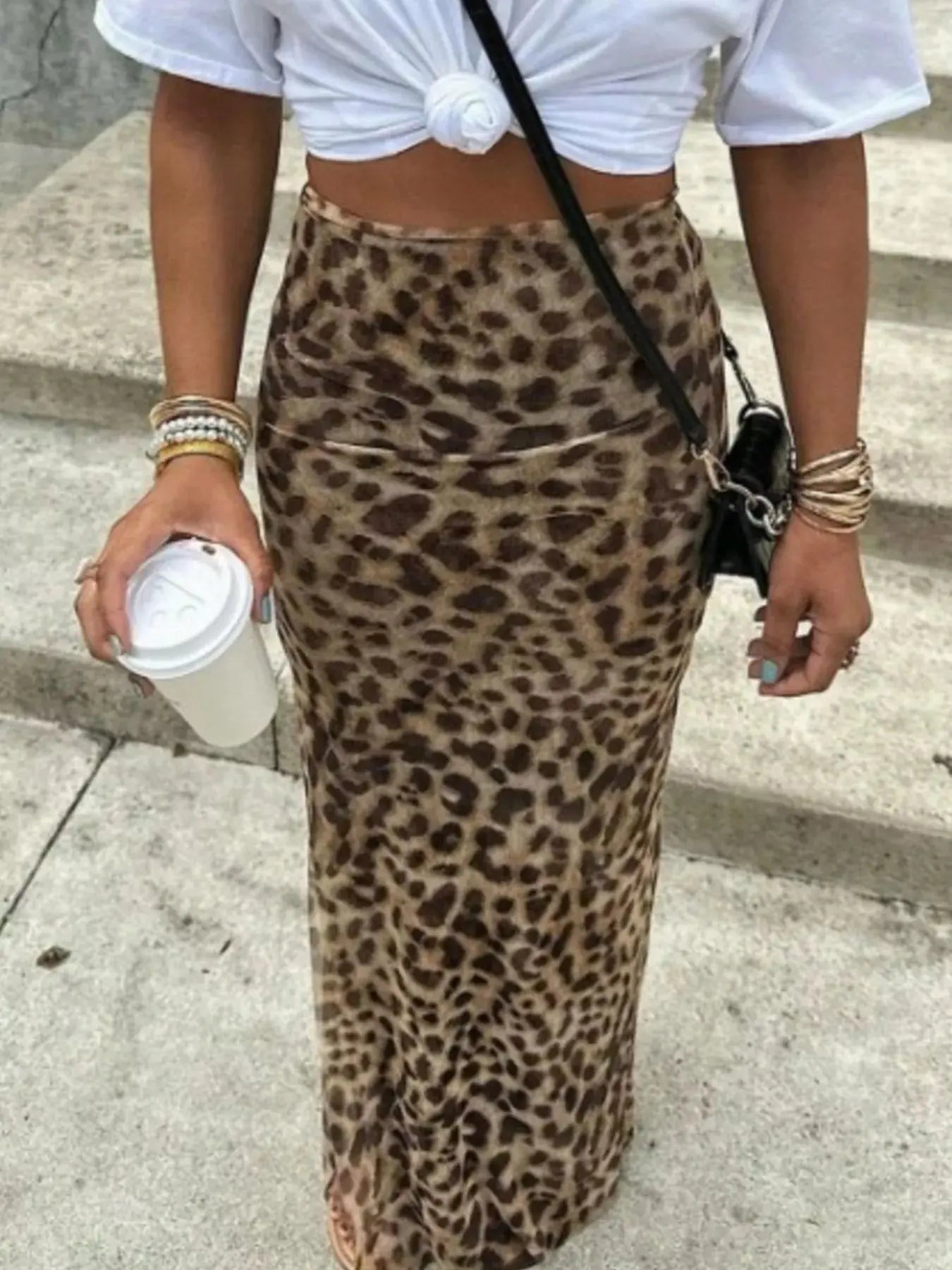 Leopard Print High-Waisted Maxi Skirt Simply Love