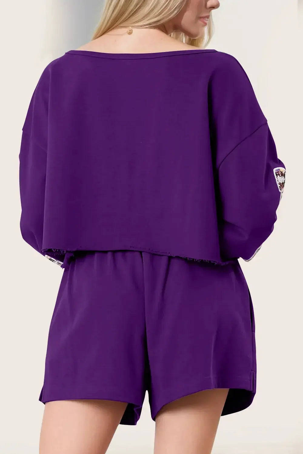 Double Take Sequin Bow Cropped Top and Shorts Set - Love Salve