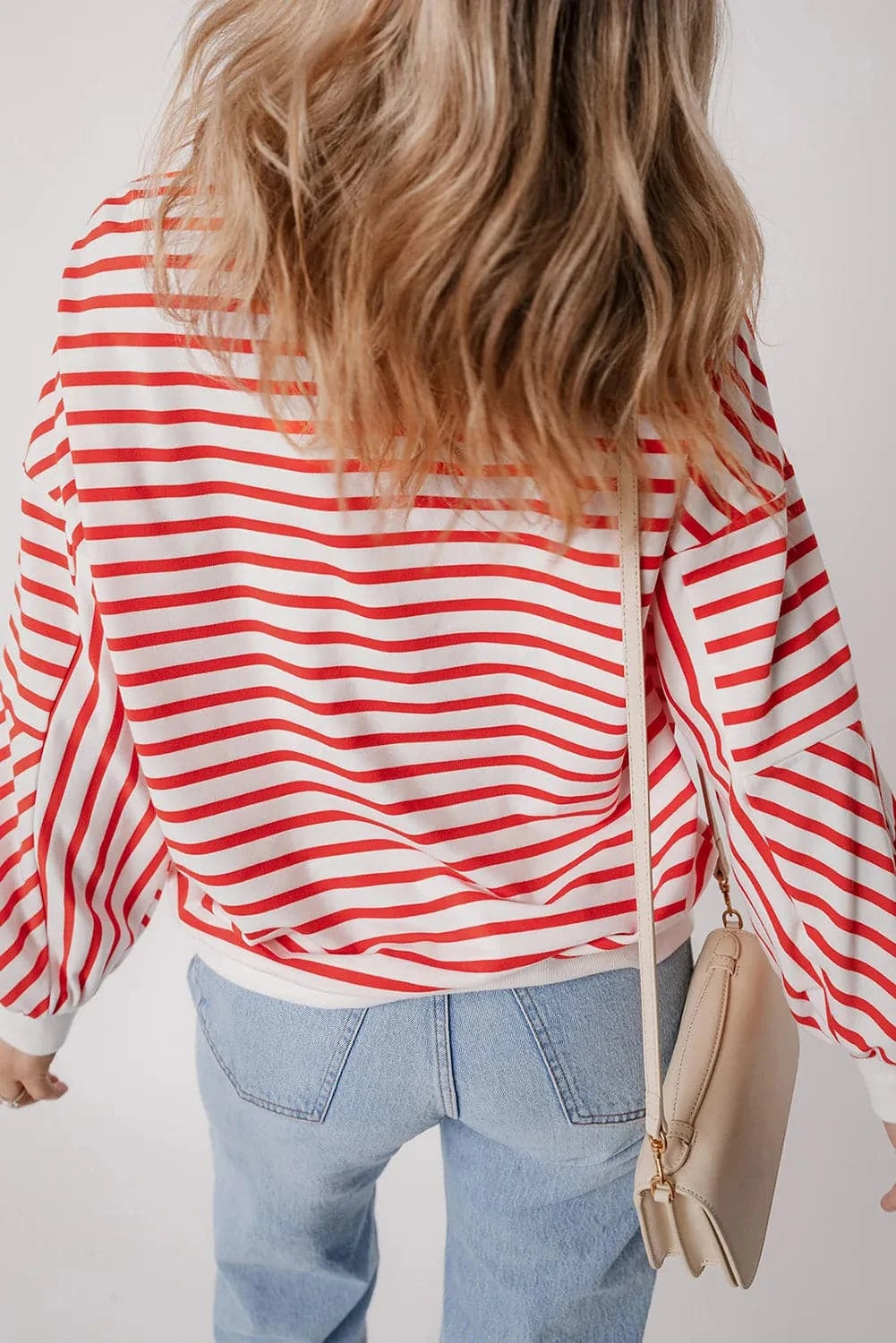 Striped Dropped Shoulder Long Sleeve Sweatshirt.