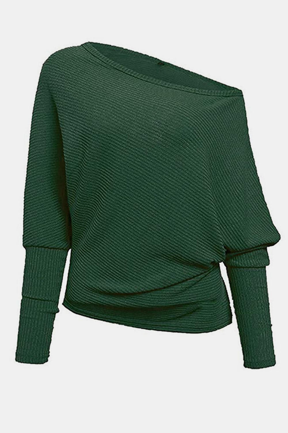 Boat Neck Long Sleeve Sweatshirt.