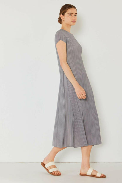 Marina West Swim Pleated Cap Sleeve A-Line Dress.