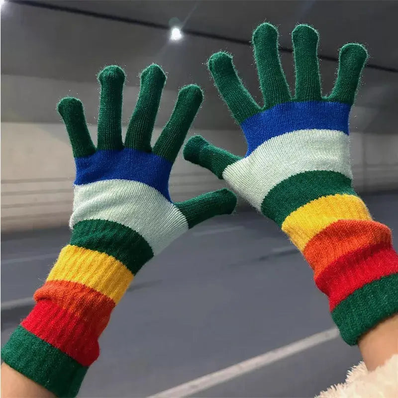 Colorful Striped Knitted Gloves Simply Love