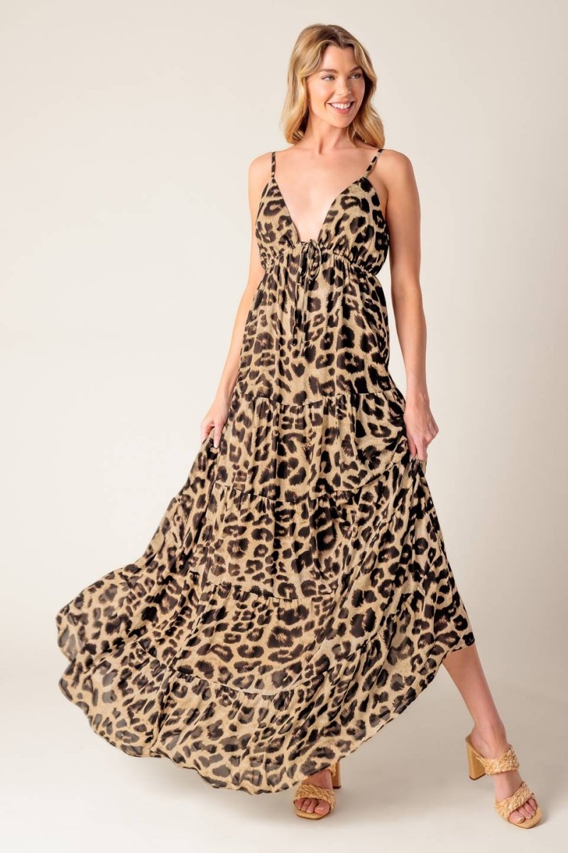 BEACH BUM LEOPARD WOVEN MAXI DRESS - Love Salve