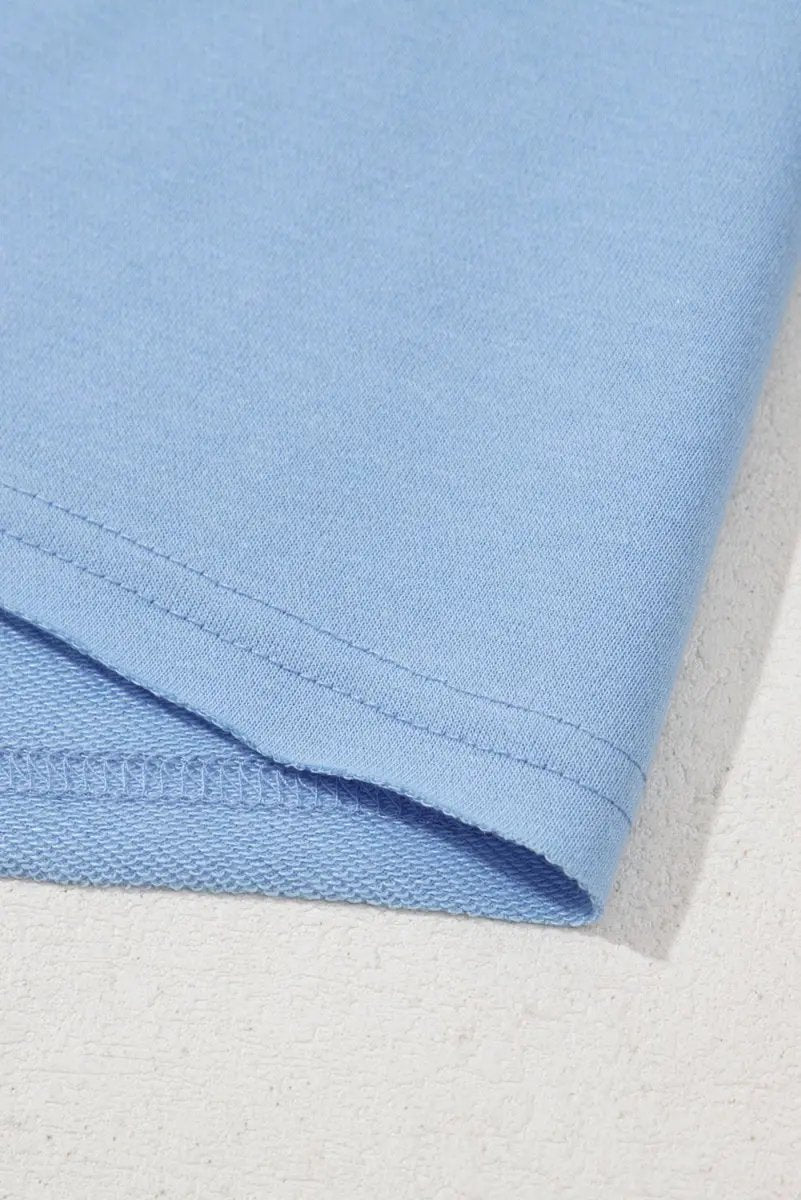 Beau Blue Eyelet Flower Embroidered Puff Short Sleeve Blouse - Love Salve 