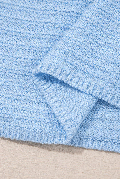 Beau Blue Horizontal Ribbing Patchwork Swing Sweater Tank Top - Love Salve 