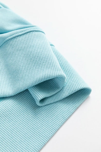 Beau Blue Sequined Bowknot Drop Shoulder Oversized Sweatshirt - Love Salve 