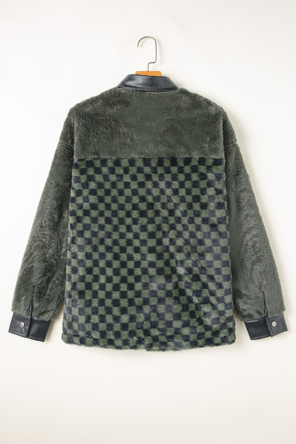 Vibrant vineyard green fleece jacket with checkerboard pockets