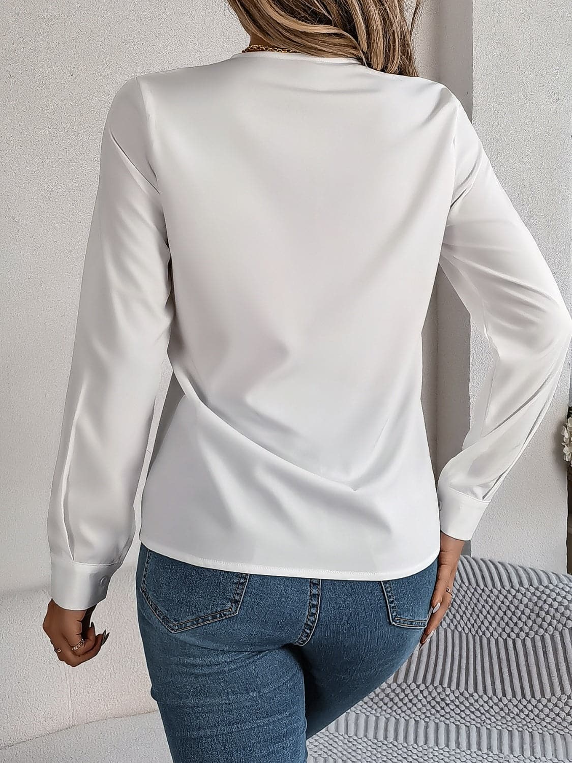 V-Neck Long Sleeve Blouse.