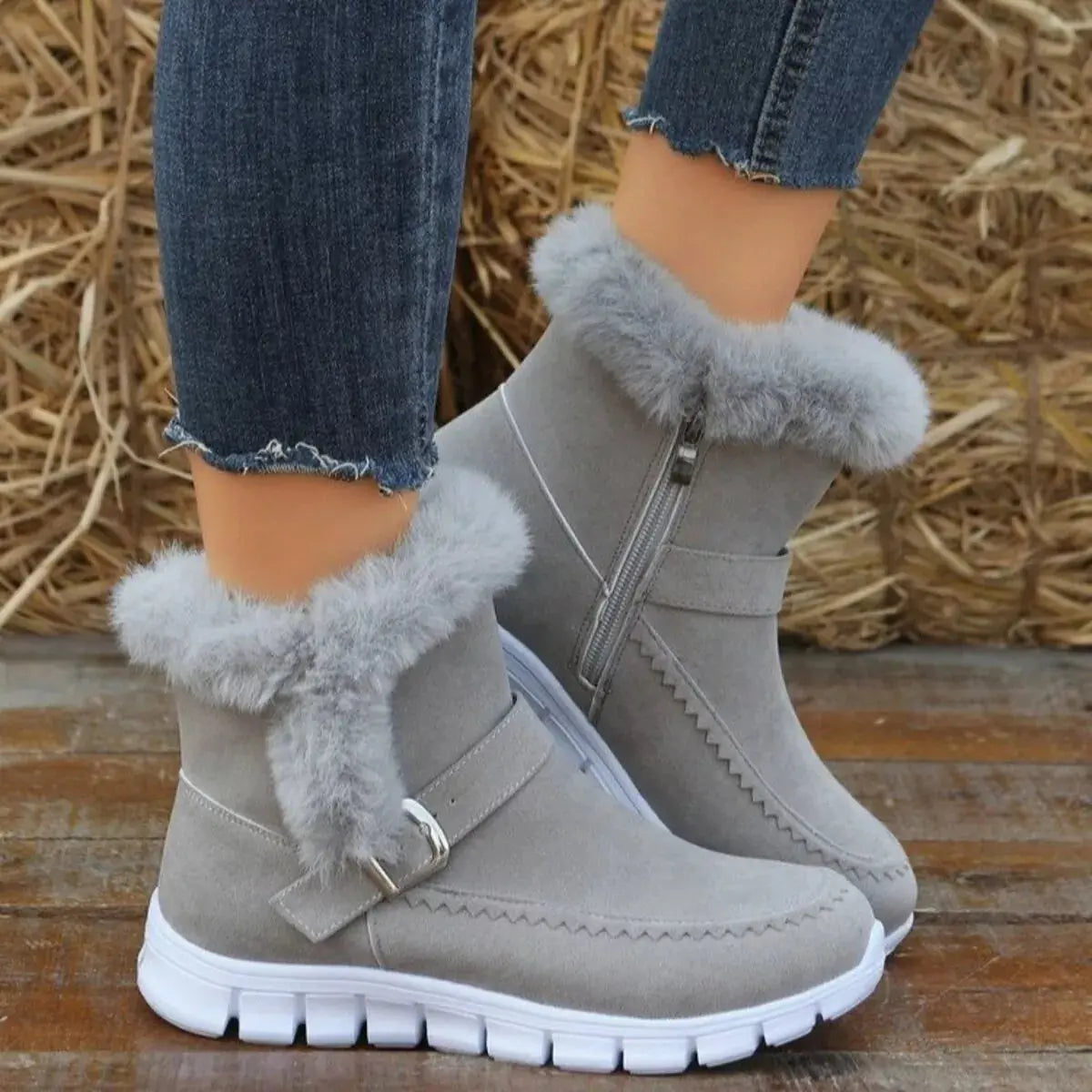 Faux Fur Trim Ankle Boots Simply Love