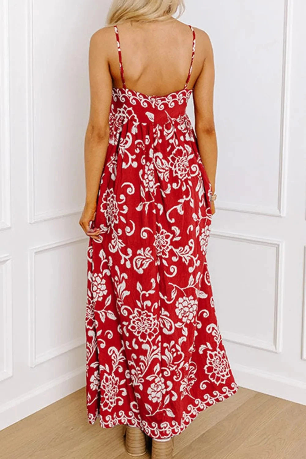 Floral Printed Spaghetti Strap Empire Waist Maxi Dress Simply Love