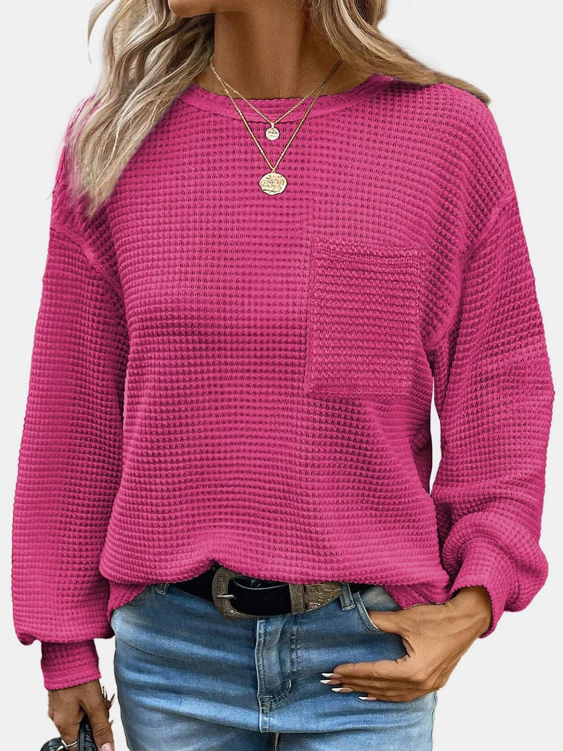 Round Neck Long Sleeve T-Shirt.