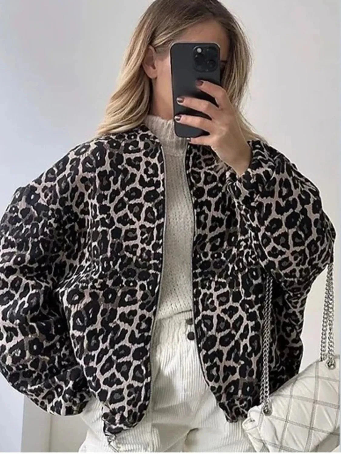 Leopard Print Oversized Bomber Jacket Coco’s Tee Boutique