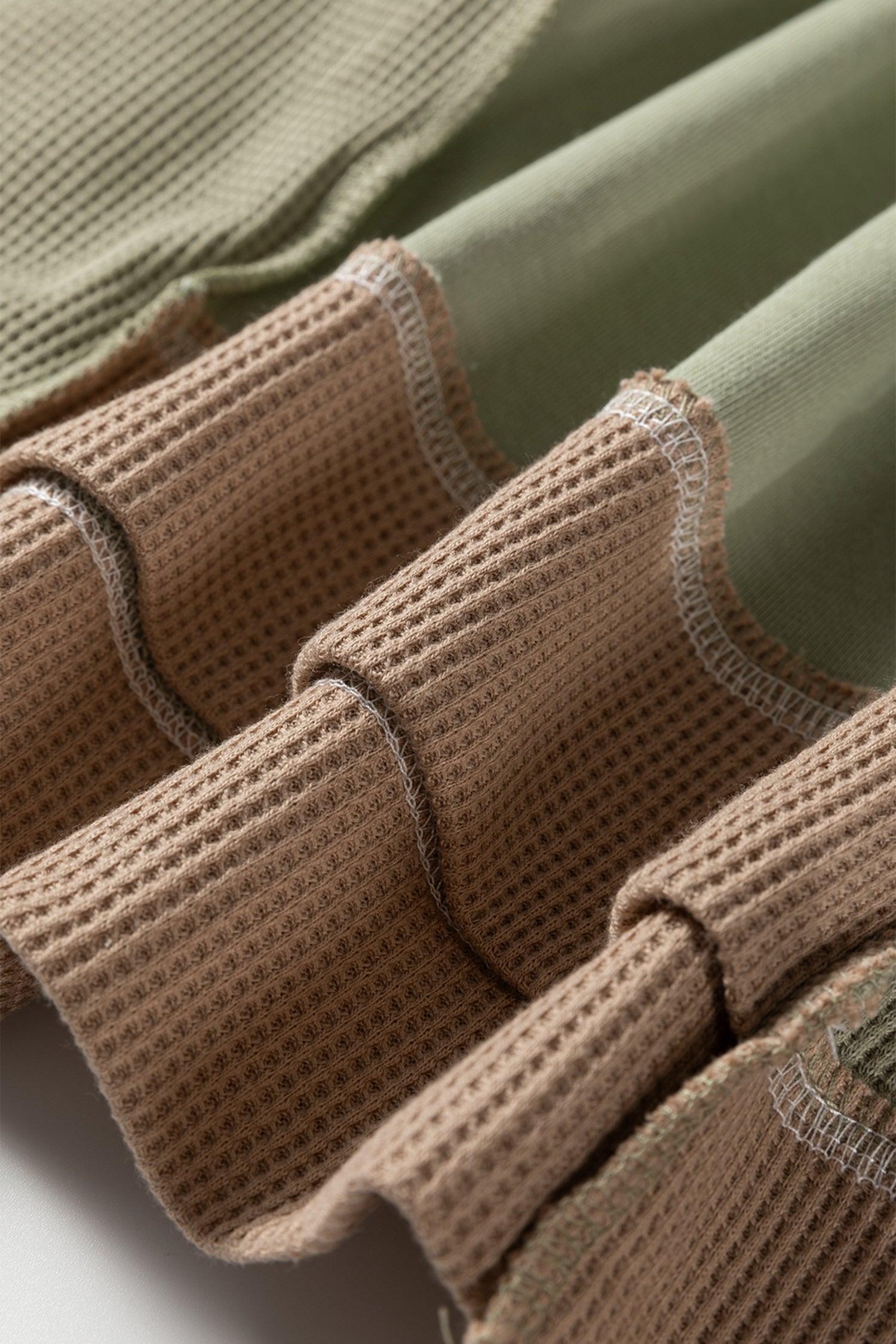 Dear-Lover Green Waffle Sweatshirt Women's Daily Oversized Patchwork Top Casual Fall Dear-Lover Dropshipping