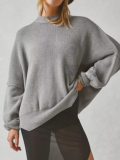 Cozy chic long sleeve sweater with side slits