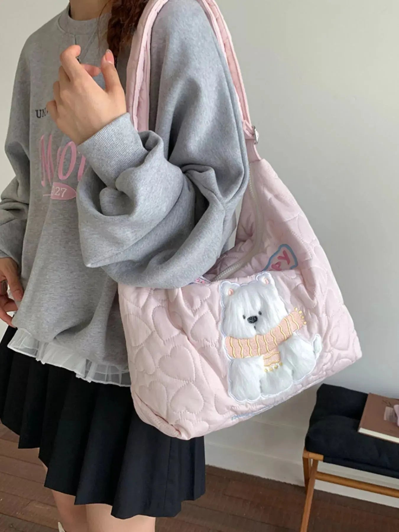 Cute Bear Applique Crossbody Bag Simply Love