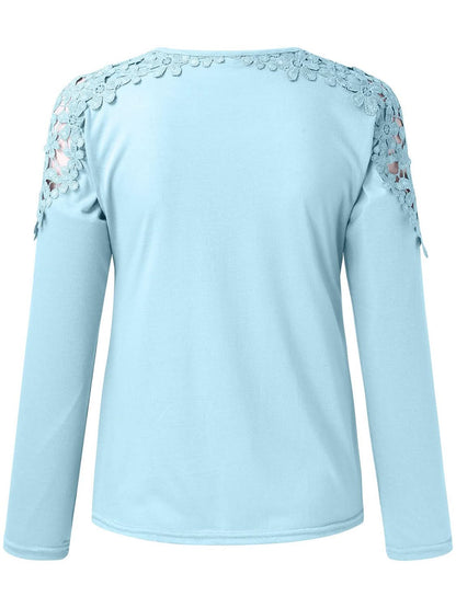 Full Size Cutout Round Neck Long Sleeve T-Shirt