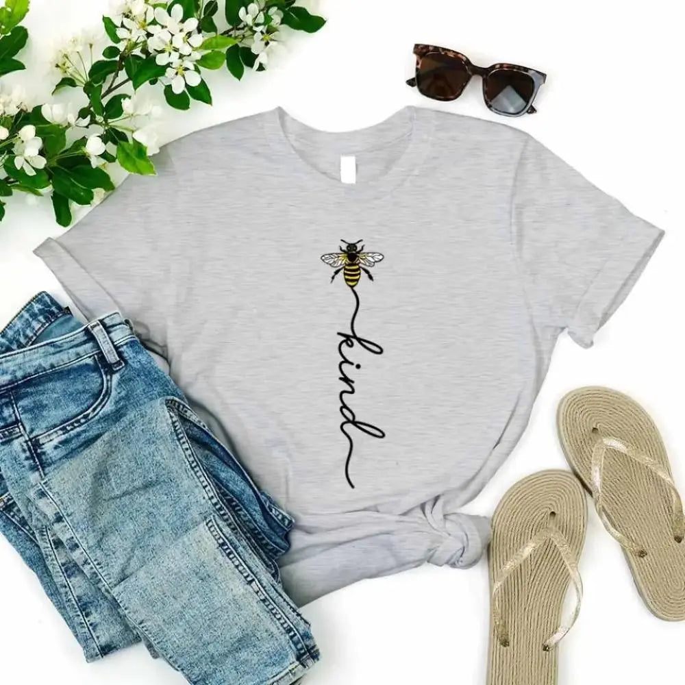 Bee Kind Script Tee Inspirational Shirt For Everyday Kindness Adorb Custom Tees