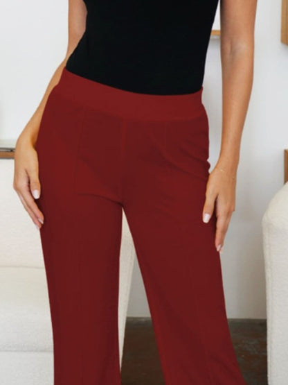 Comfy stretch bootcut pants with elastic waistband