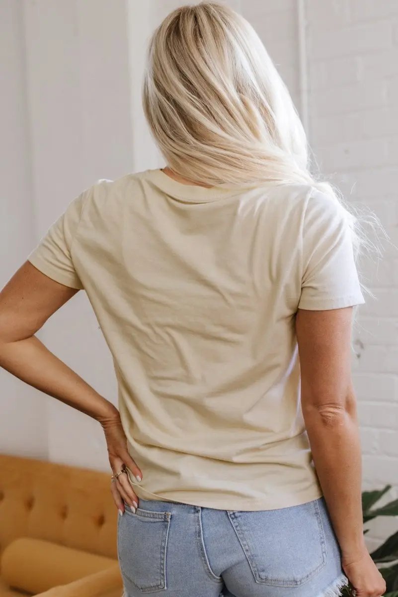 Beige LIVE YOUR BEST LIFE Crew Neck Western Graphic Tee - Love Salve 