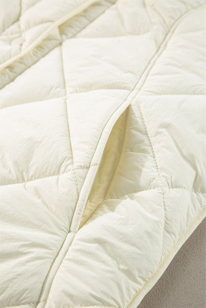 Beige Quilted High Neck Button Up Pocket Vest Coat - Love Salve 