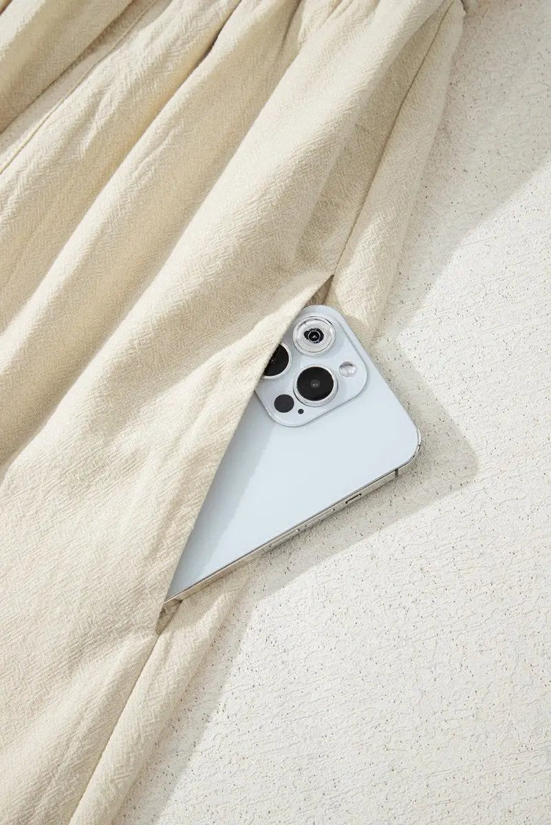 Beige Sleeveless Wide Leg Jumpsuit with Ruched High Waist Design - Love Salve