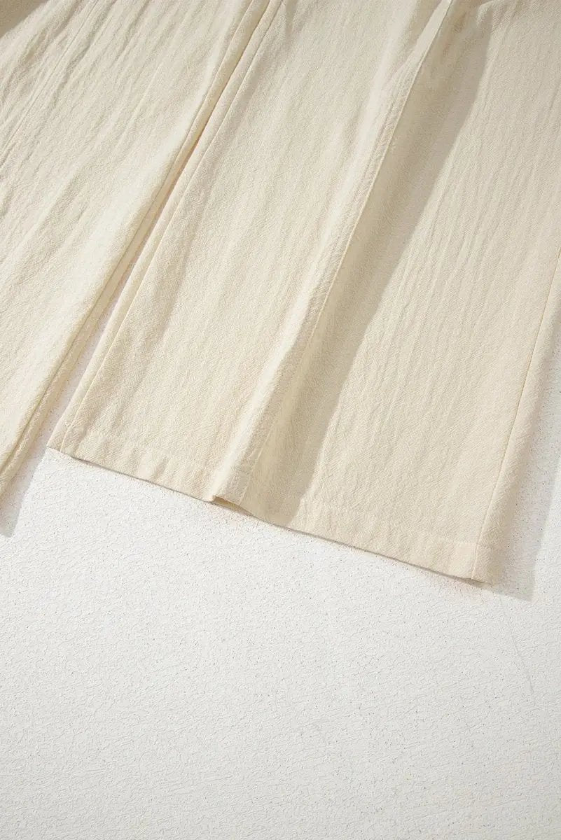 Beige Sleeveless Wide Leg Jumpsuit with Ruched High Waist Design - Love Salve