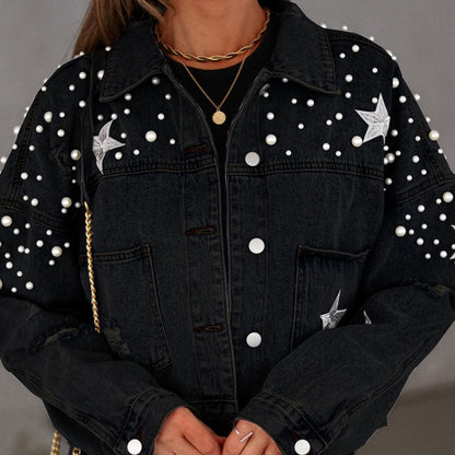 Bead Detail Denim Jacket.