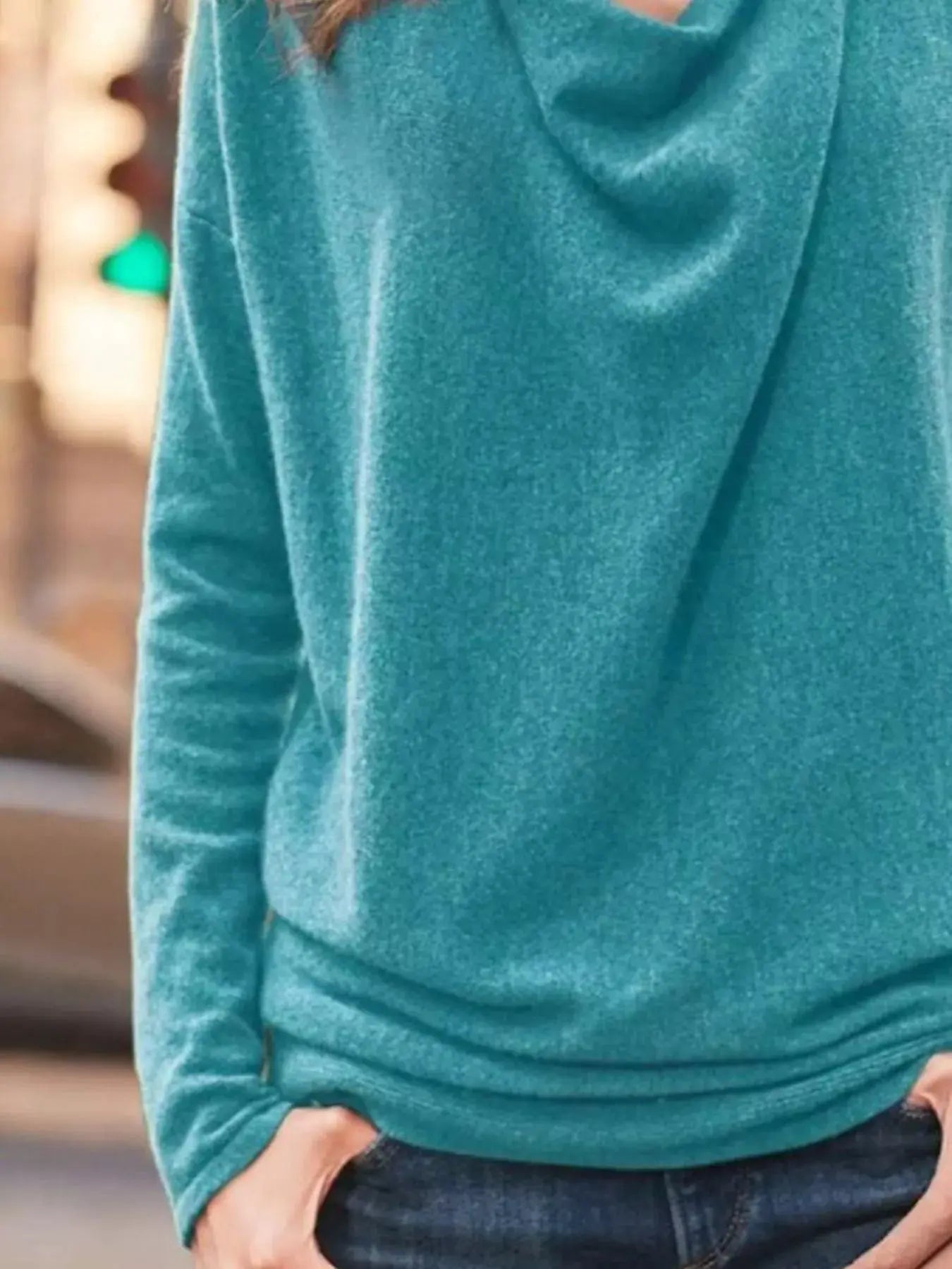 Full Size Cowl Neck Long Sleeve Top Plus Size Simply Love