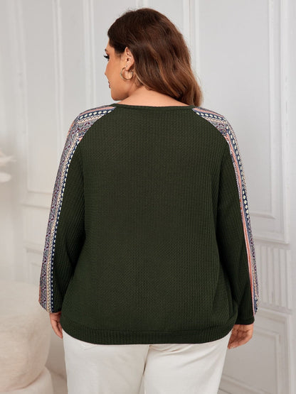 Plus Size Printed Long Sleeve Sweatshirt.