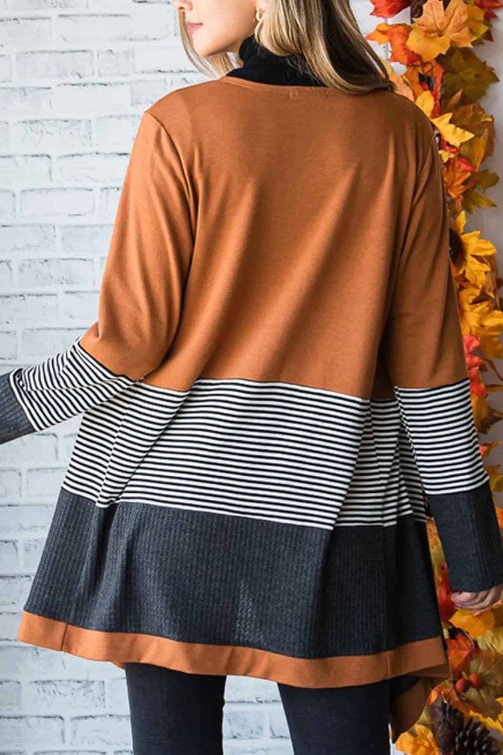 Chic striped long sleeve kimono