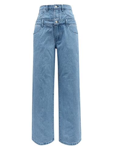 Faux Layered High Waist Jeans