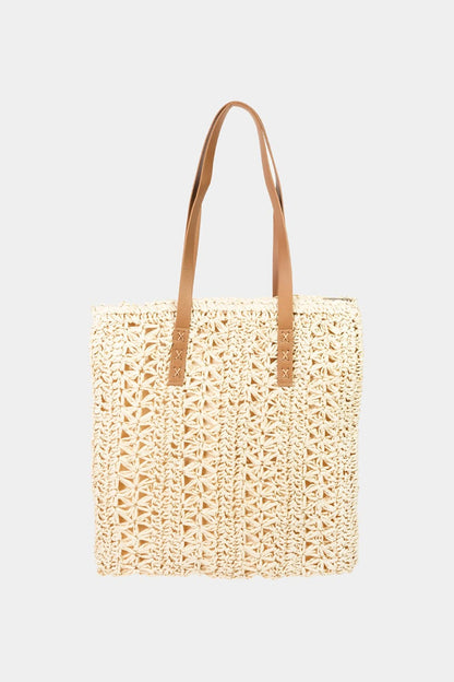 Fame Straw Braided Tote Bag.