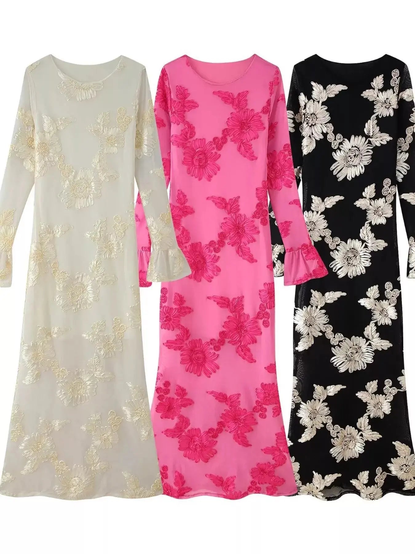 Floral Flounce Sleeve Round Neck Dress Simply Love