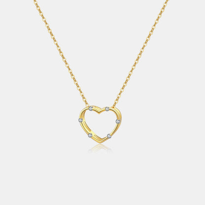 Heart Inlaid Zircon Spring Ring Closure Necklace.