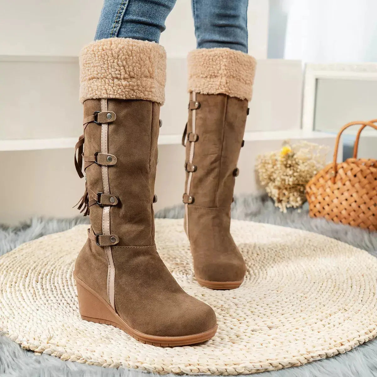 Round Toe Wedge Boots Simply Love