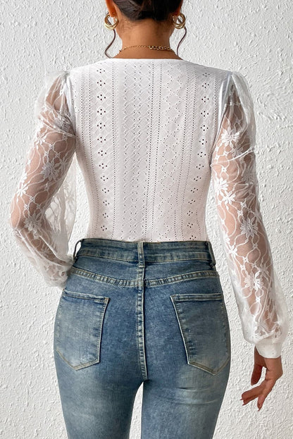 Eyelet Lace Detail Bodysuit.