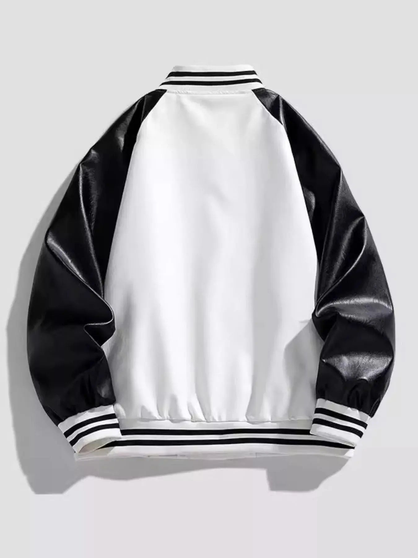 Mens Plus Size Black And White Varsity Jacket Snap Down Front Simply Love