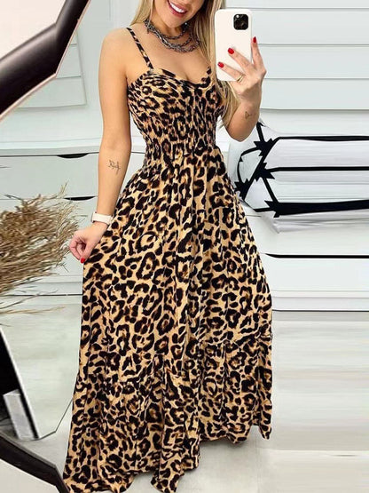 Leopard-print cami dress with sweetheart neckline